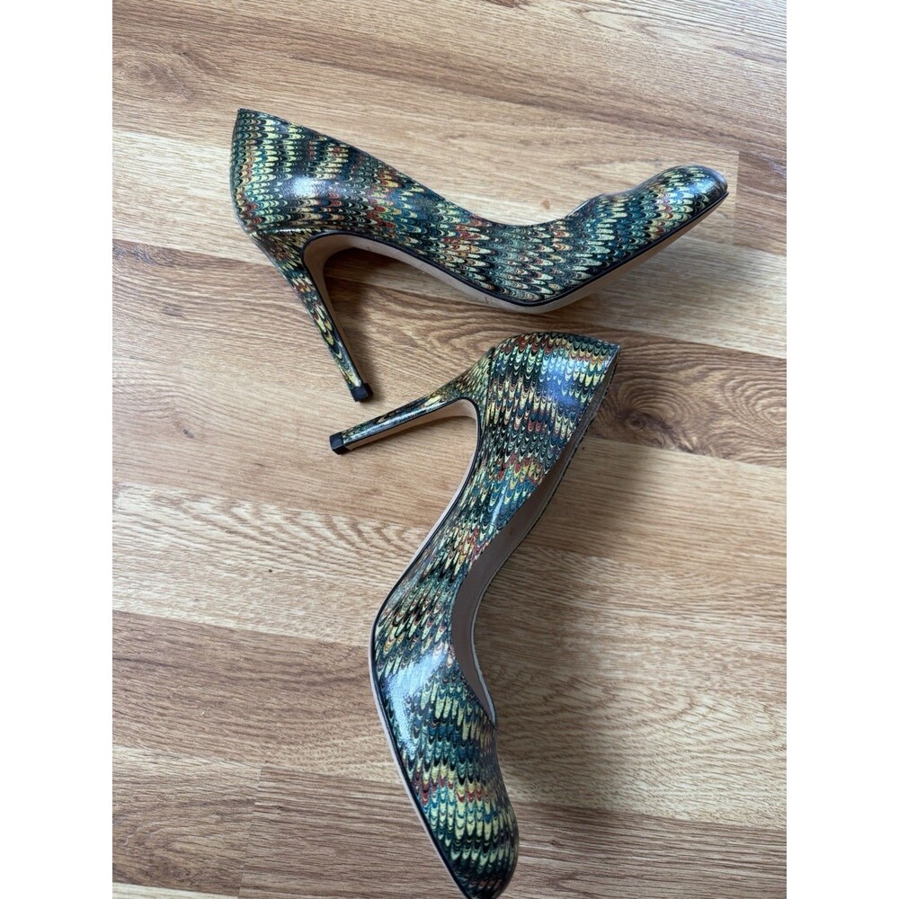 L.K. Bennett Heels 39 Leather Multicolor Pumps Pointed Toe Designer Shoes